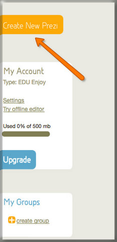 Click Create New Prezi tab.