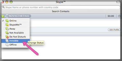 Choose one of the options ( in this example, Invisible is chosen). 