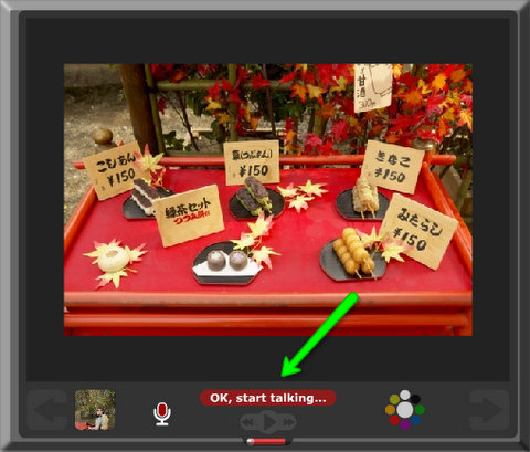 "Voice Thread" automatically starts recording by showing "OK. Start talking" in red.  