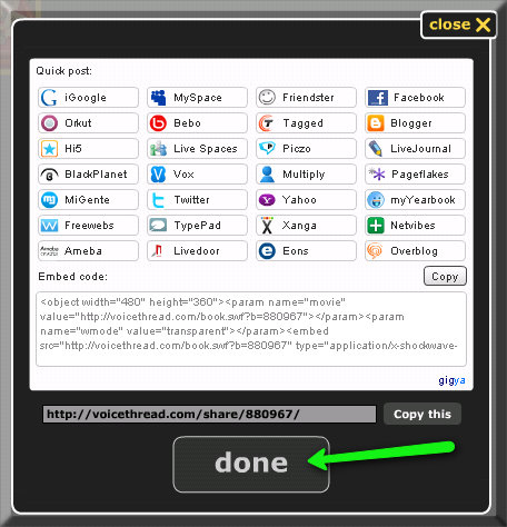 Click "done" after you copy the URL.  