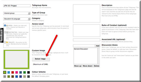 Click Select Image to create the Talk Group Icon. 