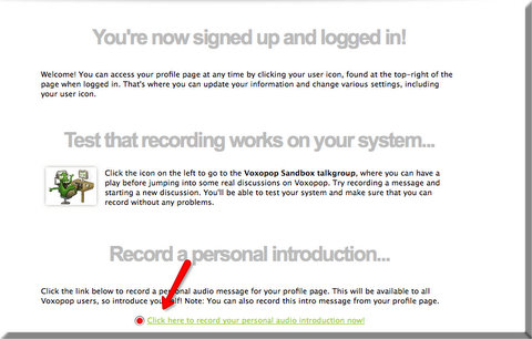 Now you are logged in.  Click here if you would like to record your personal introduction (optional).